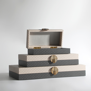 Modern Home Decor Accessories Luxury Craft Storage Leather Decorative Boxes With Lid