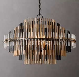 Lustre rond <span class=keywords><strong>Emile</strong></span> en laiton massif, style moderne et luxueux, finition nickel, pour salle à manger - Product Image 1