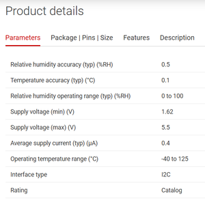 HDC3020DEFR Digital Relative Humidity and Temperature Sensor IC 0.5% RH 4s Response Time Low-Power Humidity Sensor Chip for IoT - Product Image 2
