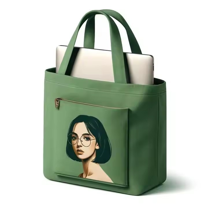 tote bags 9 by 12 inch green custom