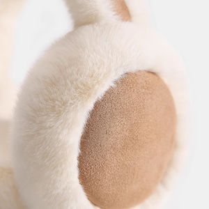 F3242 पुरुषों महिलाओं नरम आरामदायक आरामदायक आउटडोर ऊन कान मफ गर्म नकली फर फ्लुफी फोल्डेबल विंडप्रूफ गर्म सर्दियों इयरमफ - Product Image 4