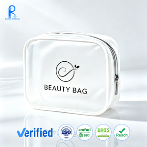 Custom Logo Frosted PVC Clear Cosmetic Bag Waterproof Zipper Travel Makeup Pouch Portable Translucent <b>Toiletry</b> <b>Storage</b> Bag - Product Image 1