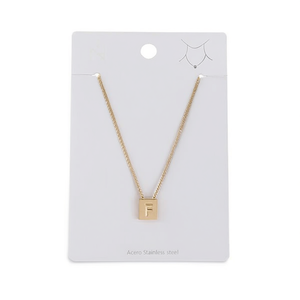 Collar con Colgante de Letra F de la Marca Z, 12x14cm, Acero Inoxidable, Chapado en Oro, Cadena Minimalista, Joyería Fina - Product Image 3