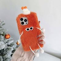 Gafas de Sol de lujo para niñas y niños, sombrero Monster, fundas de teléfono de felpa para iPhone 13 14 15 Pro Max 11 12 XR, funda de piel esponjosa cálida para invierno