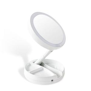 Miroir de maquillage pliable à LED avec logo personnalisé, petit miroir de table de bureau, rechargeable par USB - Product Image 4