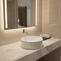 Lavabo en céramique de forme ronde moderne pour salle de bain, à poser sur le comptoir