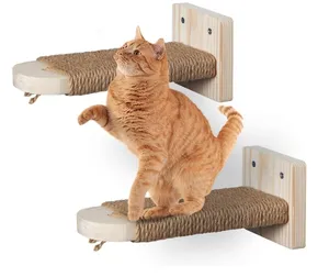 Factory Cat Climbing Stairs Shelf Wall Mounted Cat Stairway with Sisal Rope Scratching for Cats Perch Platform