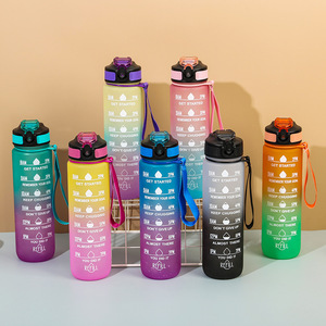 Bouteille d'<span class=keywords><strong>eau</strong></span> en Tritan 1L sans BPA avec marqueur <span class=keywords><strong>de</strong></span> temps Accessoire <span class=keywords><strong>de</strong></span> fitness motivationnel pour les entraînements <span class=keywords><strong>Eau</strong></span> bouillante Applicable - Product Image 6