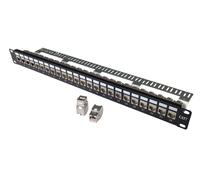 Panel de Conexiones Modular RJ45 CAT7 de 19 Pulgadas y 1U Personalizable con 24 Conectores Keystone CAT7 sin Herramientas para Sistemas de Cableado de Red