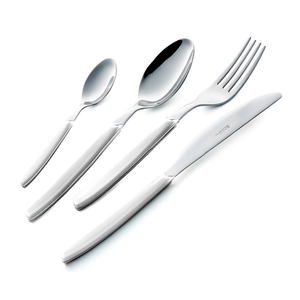 Ensemble de couverts en acier inoxydable chromé, 24 pièces, 6 services, passe au lave-vaisselle, blanc P13BCM - Product Image 3