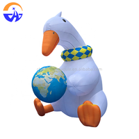 Modèle de canard gonflable géant publicitaire multicolore, ballon animal de 3,6 m de haut en tissu Oxford avec ventilateur intégré, durable et facile à installer