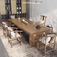 Table à thé multifonctionnelle en bois de pin massif de style chinois, sélectionnée avec soin, pour le bureau et l'hôtellerie
