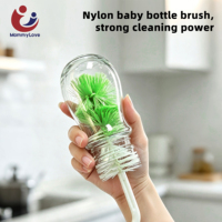 Lot de 2 brosses à biberons pour bébés, en éponge et plastique PP, outils rotatifs de nettoyage des tétines, vente en gros, personnalisation OEM