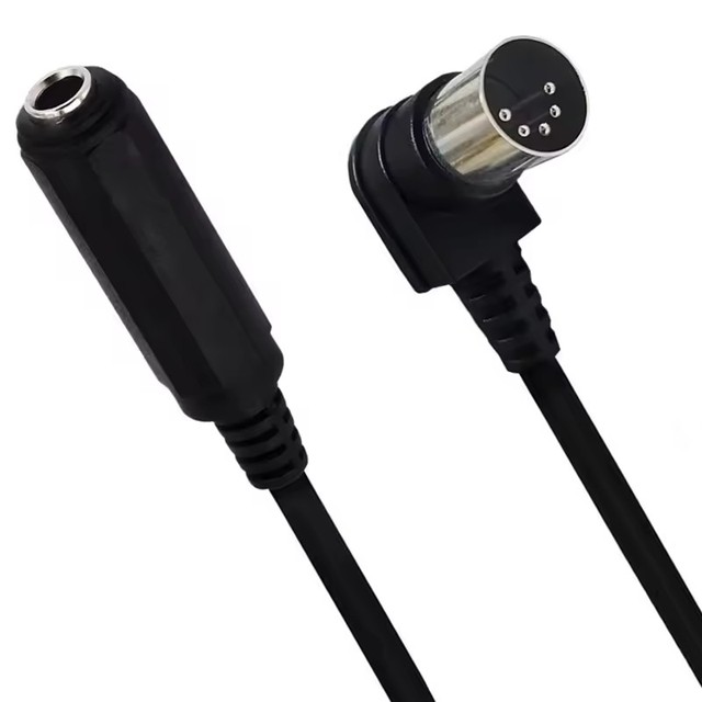 90 Degree Right Stereo Audio Extension Cable MIDI 5-Pin Din Male To Monoprice 6.35mm 1/4 Inch Female TRS For MIDI Keyboard High