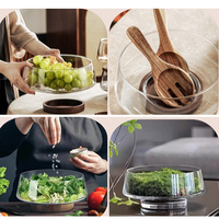 Grand saladier en verre sur pied et assiette à fruits pour table basse de salon ou service de collations, desserts et bonbons - Vaisselle et assiettes durables