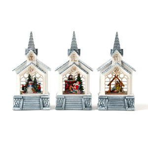 Cadeaux de Noël, maison du Père Noël, lanterne en cristal, décorations de Noël, ornements de maison, boîte à musique avec neige - Product Image 5