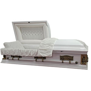 صندوق أبيض متين على الطراز الابيض ونحت نعش الجنازة من المصنع - Product Image 2