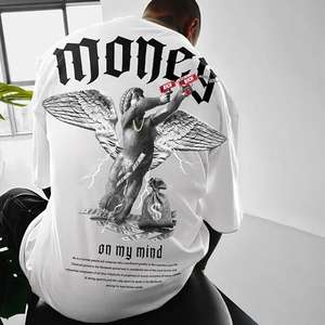 T-shirt Casual da uomo 2025 ampia 100% cotone 230 grammi Street Style con teschio e Gangster 3D stampa digitale lunga lunghezza - Product Image 6