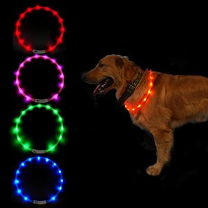 Tamanho ajustável recarregável Silicone LED Brilho Pet Collar Luxo Waterproof Night Safety com <span class=keywords><strong>3</strong></span> Modos Flash para cães e gatos - Product Image 2