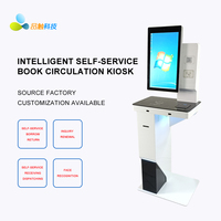 Kiosque de sol tactile 21,5 pouces avec lecteur RFID, lecteur de codes-barres, reconnaissance d'empreintes palmaires, lecture de cartes IC et reconnaissance faciale pour bibliothèque