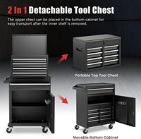 Coffre à outils métallique à 5 tiroirs, armoire roulante avec dessus amovible, roues verrouillables (avec clé), résistant aux bosses, doublure protectrice, pour garage et atelier