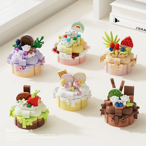 Micro Khối Xây Dựng Đồ Chơi Cho Trẻ Em Mini Tráng Miệng Bảng Trang Trí Robot Theo Chủ Đề Cupcakes Sinh Nhật Đảng Mô Hình Nhà Bếp Hộp Quà Tặng - Product Image 4