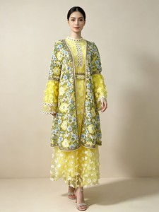Conjunto de Vestido Modesto con Encaje Floral Multicolor, Puños con Volantes, Tela de Tul Suave, Ideal para Bodas, Ocasiones Especiales y Uso Diario - Product Image 6