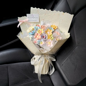 Bouquet de fleurs floquées fait main, style niche haut de gamme, cadeau pour anniversaire, fête des mères, Saint-Valentin - Product Image 4