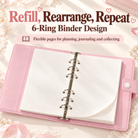 Mini carnet mignon Kawaii, carnets personnalisables, classeur à 6 anneaux rechargeable avec couverture souple rembourrée, pour l'école, le bureau et la planification journalière