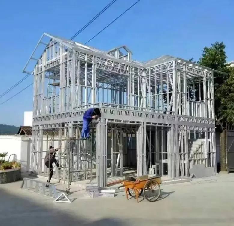 Prefabricated steel structure metal frame shopping mall/hall/factory building H-shaped steel welded steel structure villa