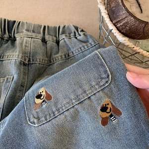 Jeans Rectos Casuales Ecológicos de Mezclilla Azul Claro con Estampado Animal y Bordado Intenso para Niños y Niñas, Primavera 2026 - Product Image 2