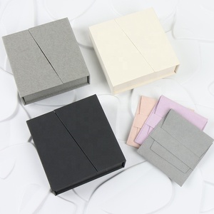 MOJIU Custom Logo Full Color Printing Luxury Double Door Magnetic Closure Jewelry <b>Box</b> 9.2x9.2x2.5cm Rigid Cardboard Gatefold <b>Box</b> - Product Image 1