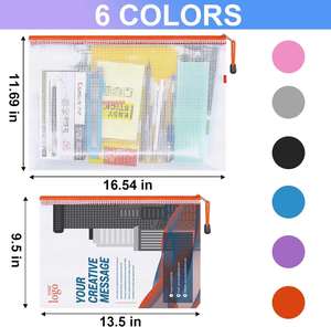 Transparent PVC Mesh Zipper Pouch Bags A3/A4 Size Puzzle Bags for Travel Storage Office & School Supplies Organization - Product Image 2