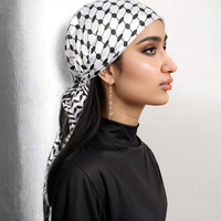 Kerudung Palestina Multifungsi Bahan Polyester Chiffon Bermotif, Bernapas, untuk Wanita Muslim, Shemagh Arab Persegi, Musim Semi 2024