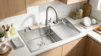 HONGDEC Gebürstetes Nickel Edelstahl Waschbecken Einzelwaschbecken für Küche, Waschküche und Waschraum