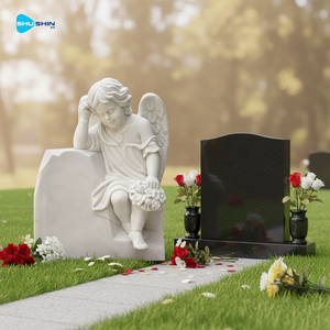Мемориальный памятник из натурального мрамора «Маленький ангел», красивый белый мраморный надгробный камень «Маленький ангел» - Product Image 2