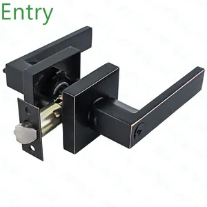 Lever Type Door Lock Heavy Duty Entrance Black Door Handle Lock Lever Square Door Handle Lock Square Door Handle Lock Passage Lever