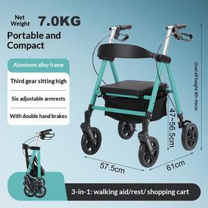 อุปกรณ์ช่วยเดินแบบพับได้ ทำจากอลูมิเนียม ปรับความสูงได้ น้ำหนักเบา สำหรับผู้สูงอายุและผู้พิการ พร้อมที่นั่ง - Product Image 3
