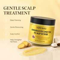 OEM ODM Minyak Jahe Kelapa Scrub Anti-Ketombe Pembersih Mendalam Memperkuat Akar Rambut Melembapkan 300g Label Pribadi Rambut