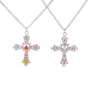 Collana a Croce Trendy da Donna, Stile Gotico Y2K, con Diamanti, in Lega di Zinco, per Clavicola, Design Cool e Audace, per Ragazze alla Moda, Ideale per l'Export - Product Image 1