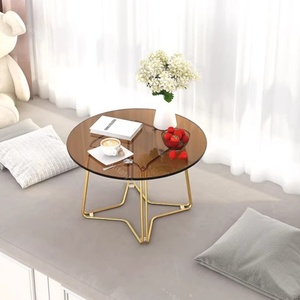 Mesa de Centro Pequeña de Vidrio de Lujo, Estilo Nórdico Moderno, Resistente, con Borde para Ventanal, Diseño de Mesa Baja Tatami - Product Image 2