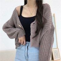 Nouveau pull court en maille à manches chauve-souris en mohair pour femme, style preppy, coupe ample, prêt à porter, idéal pour l'automne