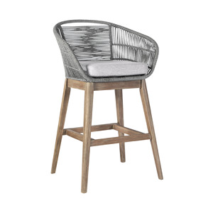 HMS 43 "เก้าอี้บาร์กลางแจ้งสีเทาทึบหลังเตี้ยมีที่วางเท้าสบาย - Product Image 1