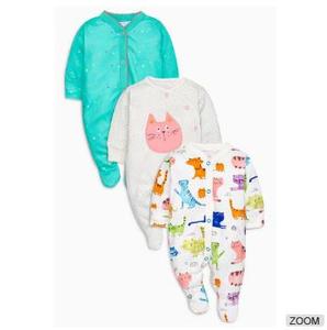 Meilleurs cadeaux pour bébés filles : Combinaison-pyjama en coton imprimé chat pour bébé - Product Image 1