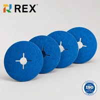 Disque de ponçage en fibre céramique de zircone REX Satorex 115 mm x 22,2 mm certifié ISO TUV pour le ponçage, le meulage et l'ébavurage de métaux lourds