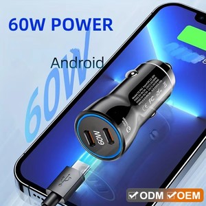 Chargeur de <span class=keywords><strong>voiture</strong></span> rapide 60W, chargeur <span class=keywords><strong>USB</strong></span> pour allume-cigare de <span class=keywords><strong>voiture</strong></span> UKCA, double port Type C PD 60W, <span class=keywords><strong>adaptateur</strong></span> de prise de chargeur de <span class=keywords><strong>voiture</strong></span>, certifié CE - Product Image 2