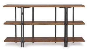 Table console moderne en bois de manguier et fer, design rustique durable et pliable, idéale pour la chambre, le salon et la salle à manger - Product Image 2