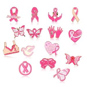 Set <span class=keywords><strong>de</strong></span> Broches <span class=keywords><strong>de</strong></span> Esmalte Duro con Lazo Rosa para Concienciación sobre el Cáncer <span class=keywords><strong>de</strong></span> <span class=keywords><strong>Mama</strong></span>, Insignias <span class=keywords><strong>de</strong></span> Supervivencia, Fe, Lucha, Corazón y Mariposa, Regalo al por Mayor - Product Image 1