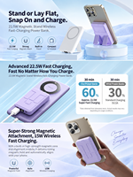Batterie externe magnétique sans fil HYTO 10000mAh, chargeur portable 22.5W PD à charge rapide, affichage LED, pack de batterie pour téléphone
