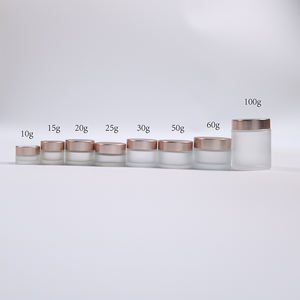 磨砂化妆品包装面霜罐1盎司2盎司3盎司4盎司15克30克80克120克透明哑光玻璃面霜罐，带玫瑰金盖 - Product Image 3